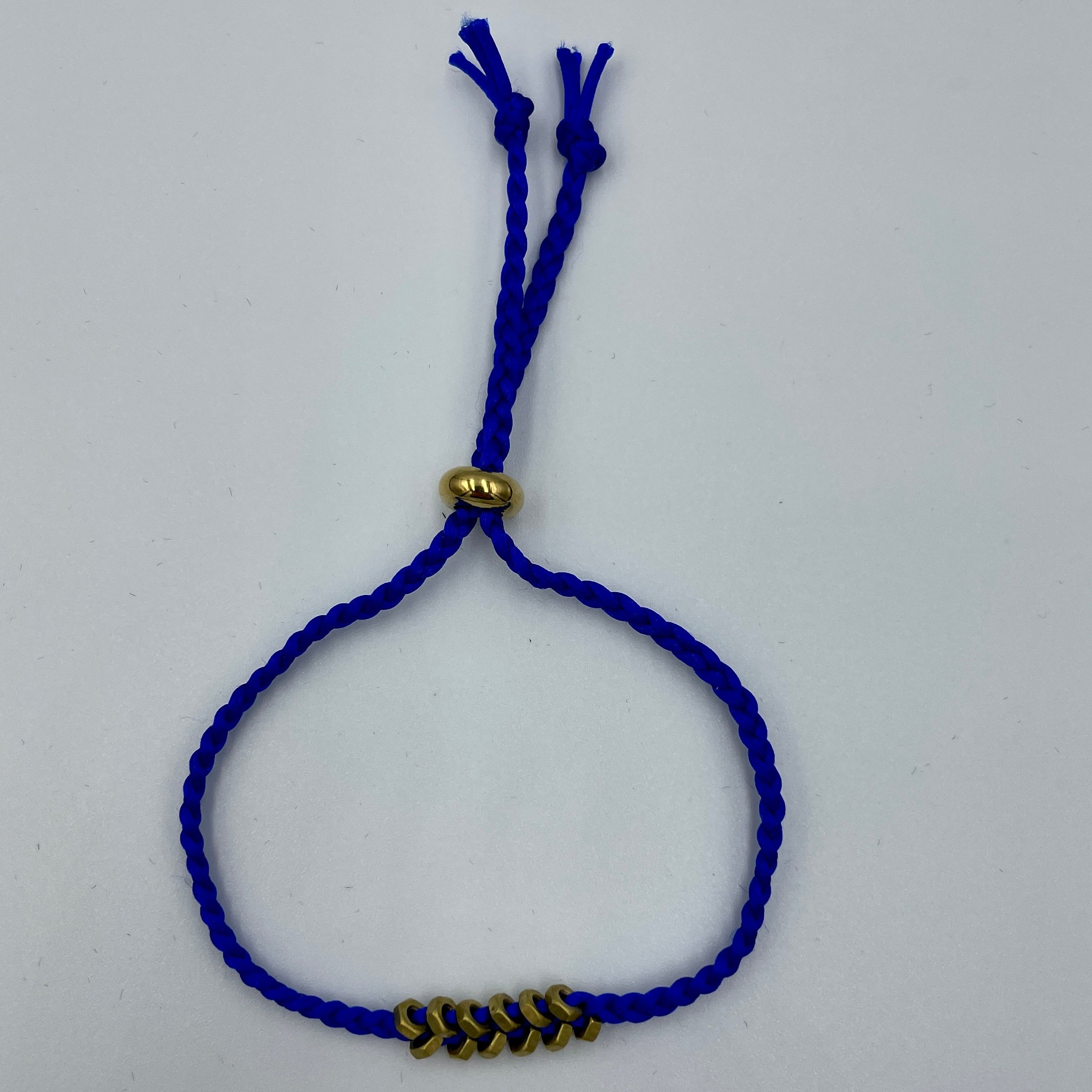 Brass Hex Nut Hardware Friendship Bracelet in a variety of Colours Royal Blue
