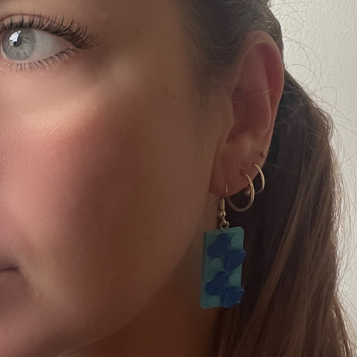 Upcycled Geometric Rectangle Earrings made with upcycled LEGO®