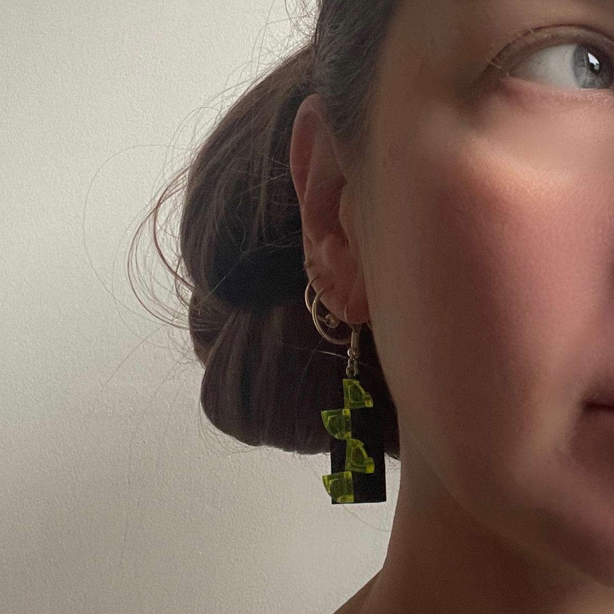 Upcycled Geometric Rectangle Earrings made with upcycled LEGO®