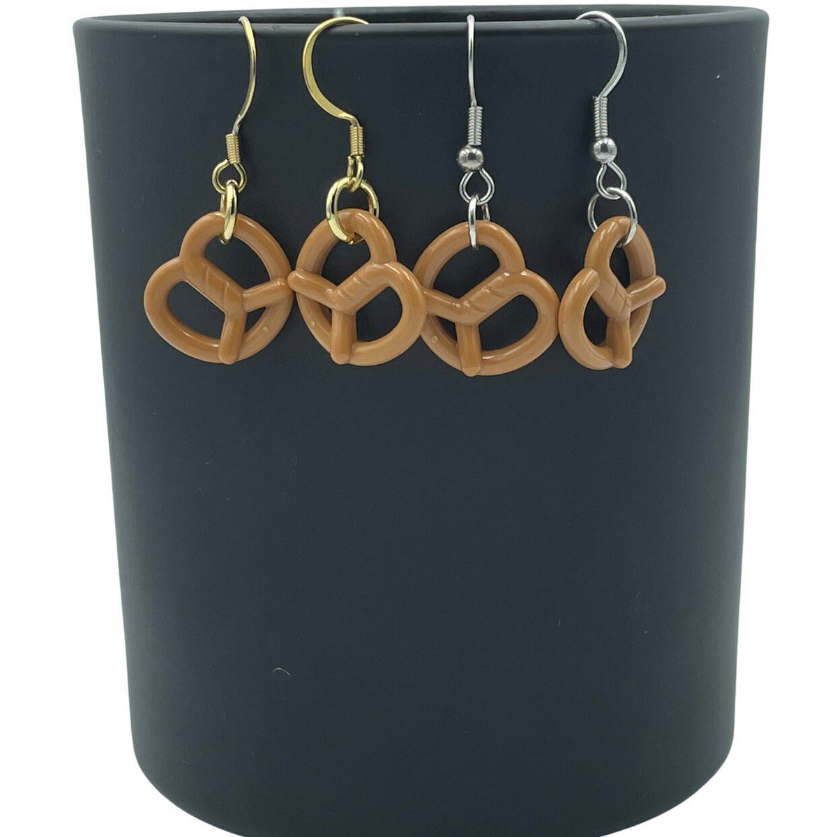 Pretzel Earrings made with upcycled LEGO®