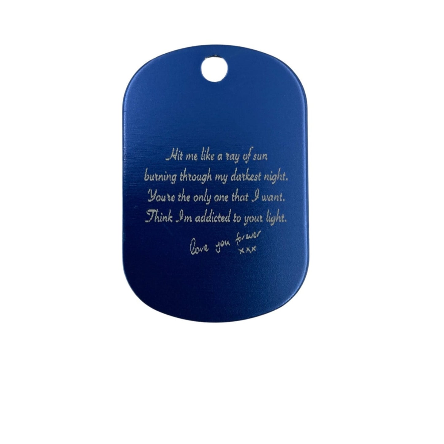 Personalised Blue Tag Pendant Necklace. Thoughtful military style jewellery for him
