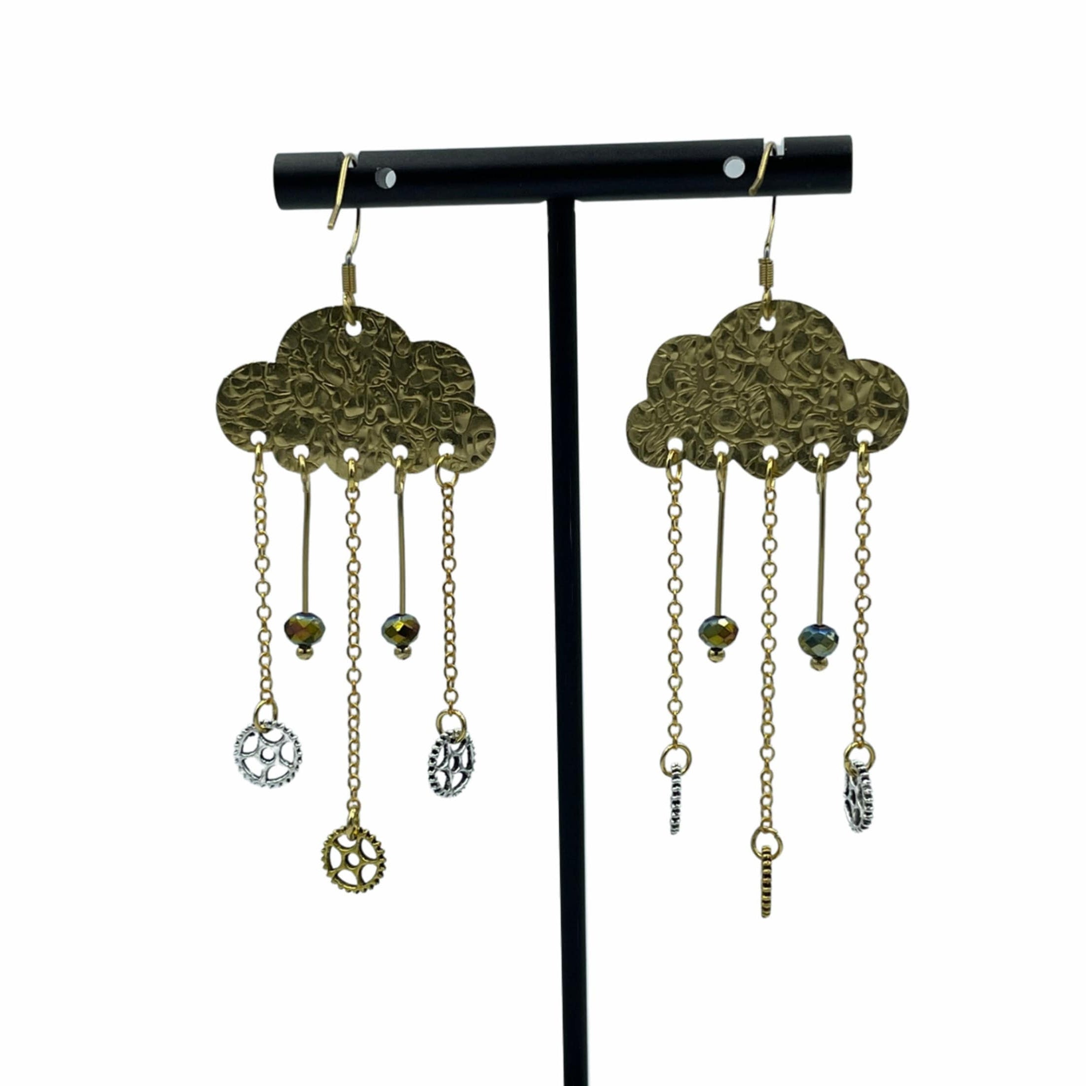 Handmade Cloud and Hardware Chandelier Statement Earrings