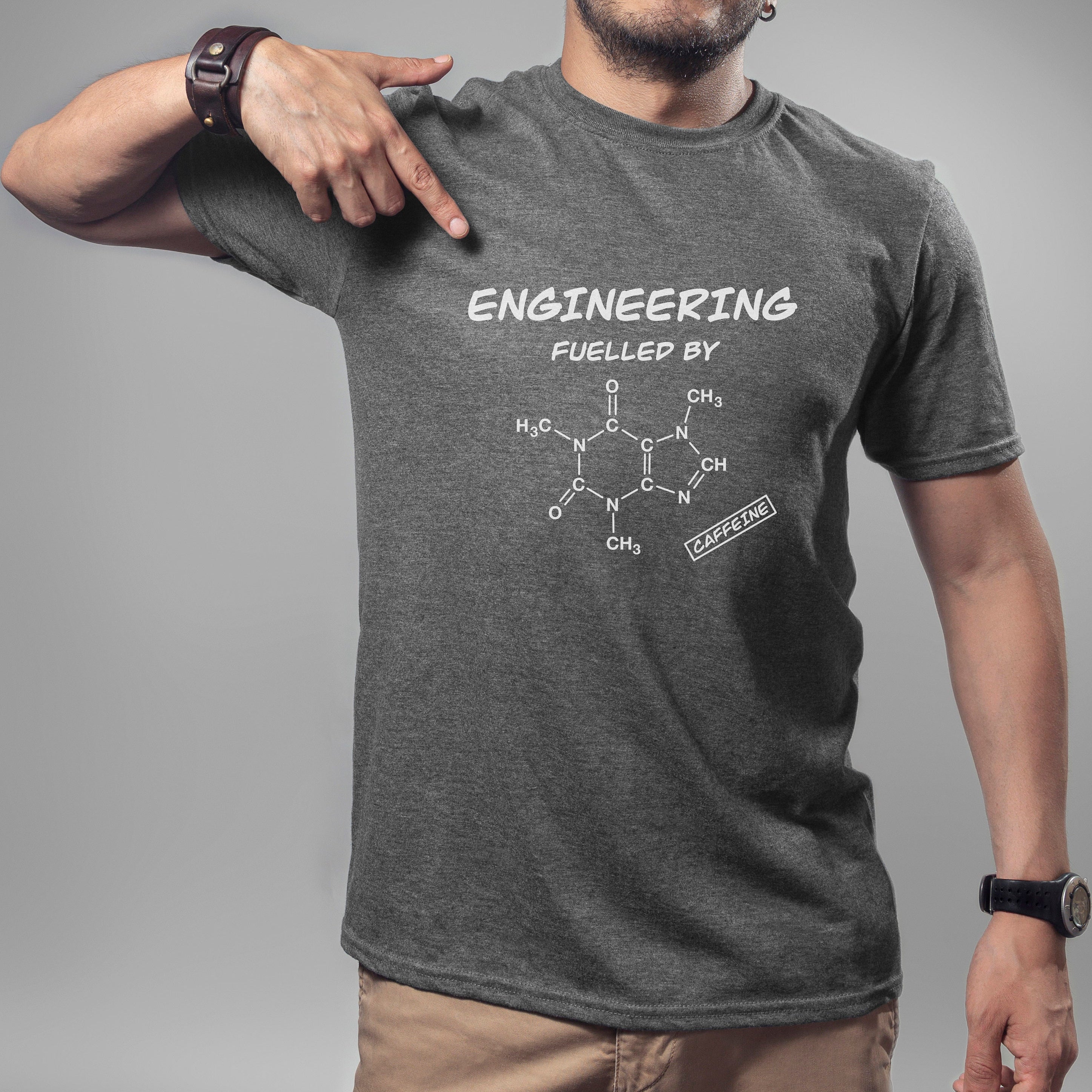 Engineering fuelled by Caffeine Original T-shirt. Caffeine Molecule Engineer Top