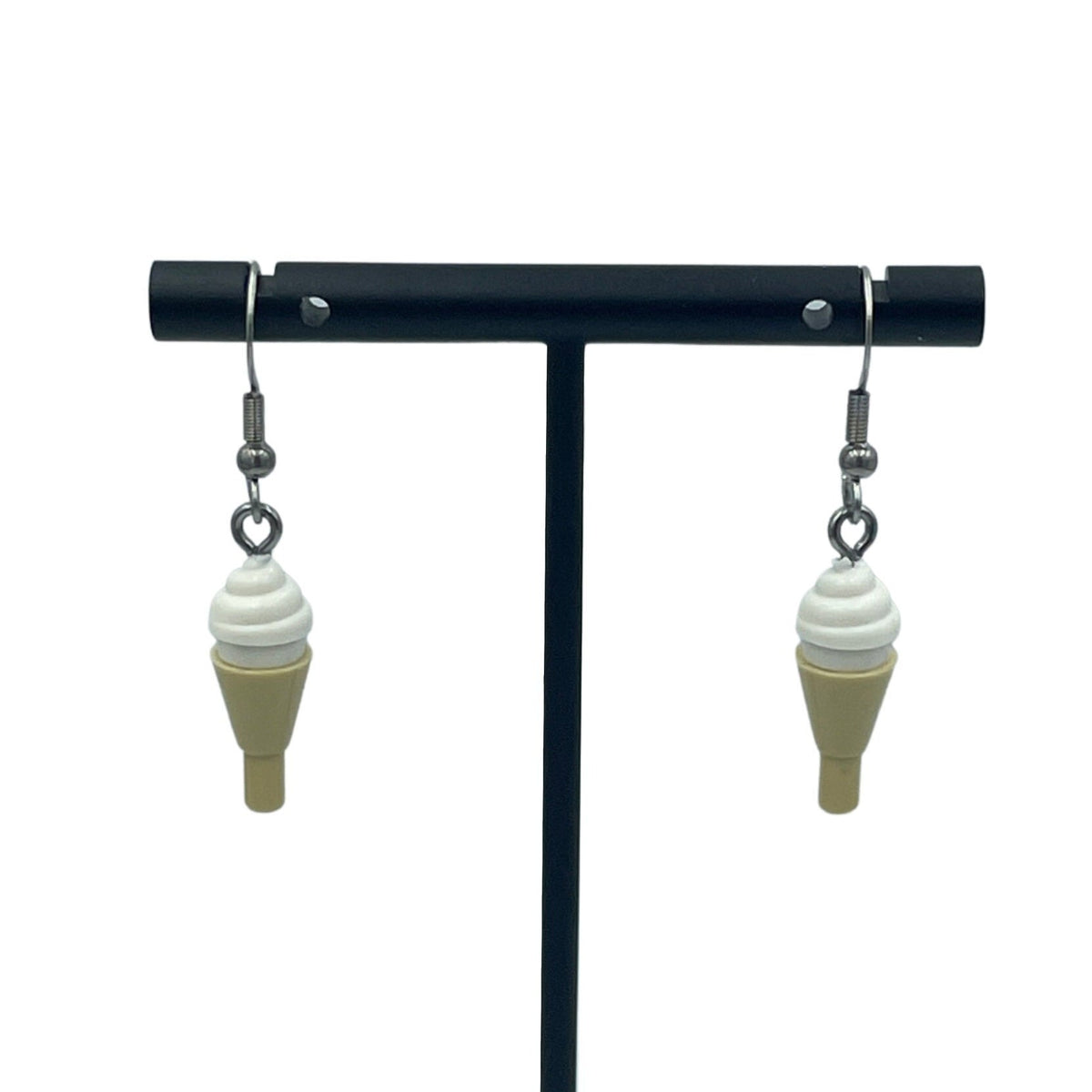 White Ice cream Swirl Earrings made with upcycled LEGO®