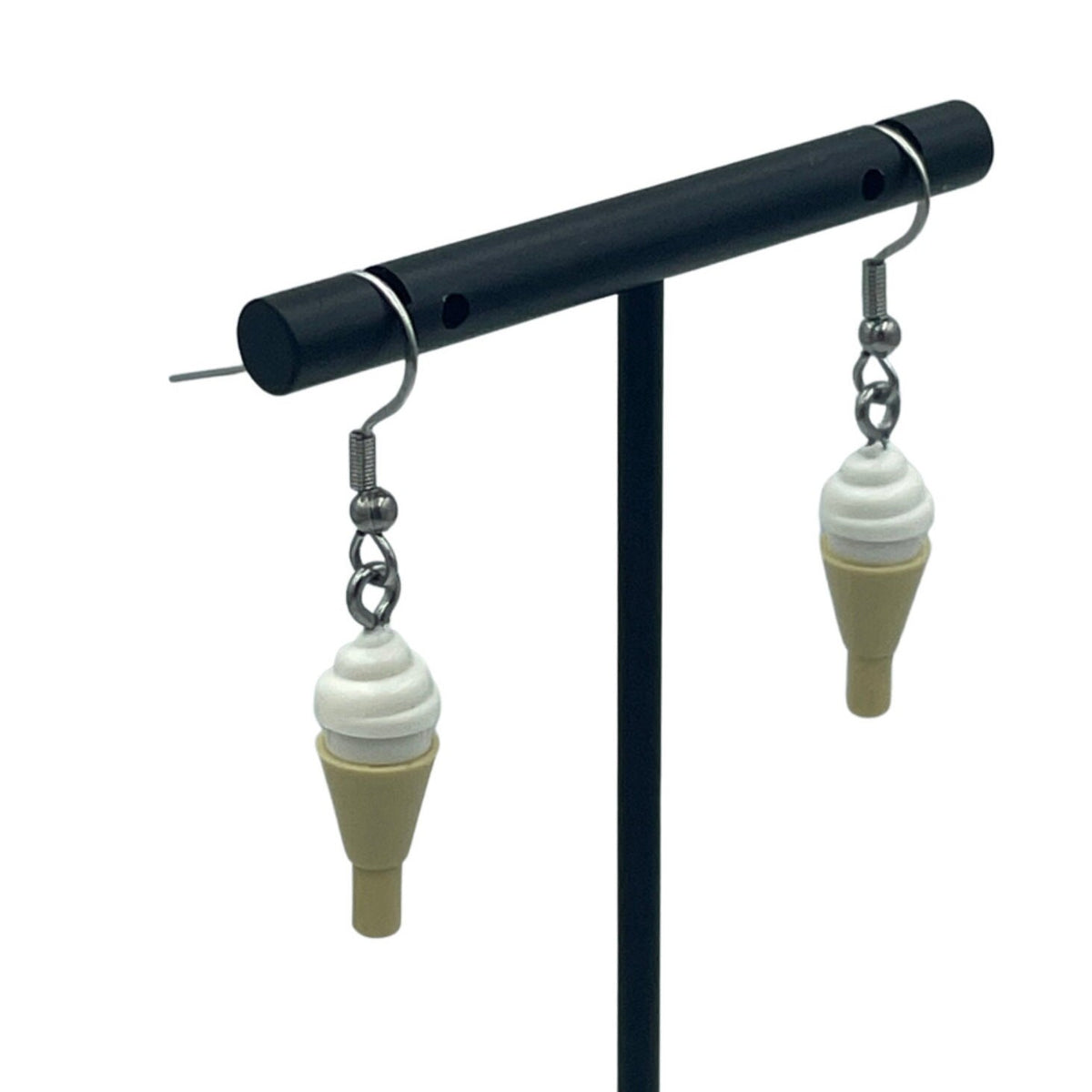 White Ice cream Swirl Earrings made with upcycled LEGO®