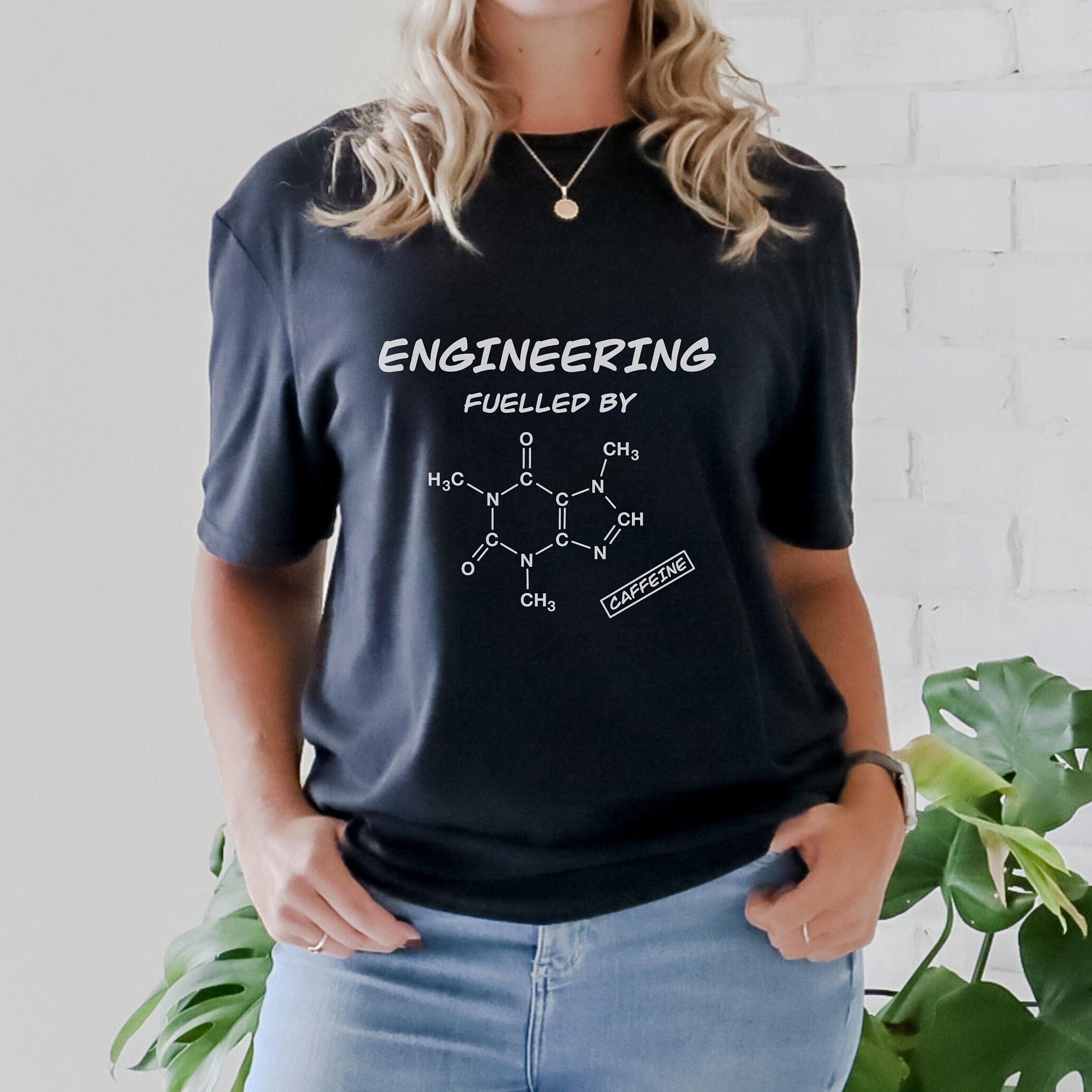 Engineering fuelled by Caffeine Original T-shirt. Caffeine Molecule Engineer Top