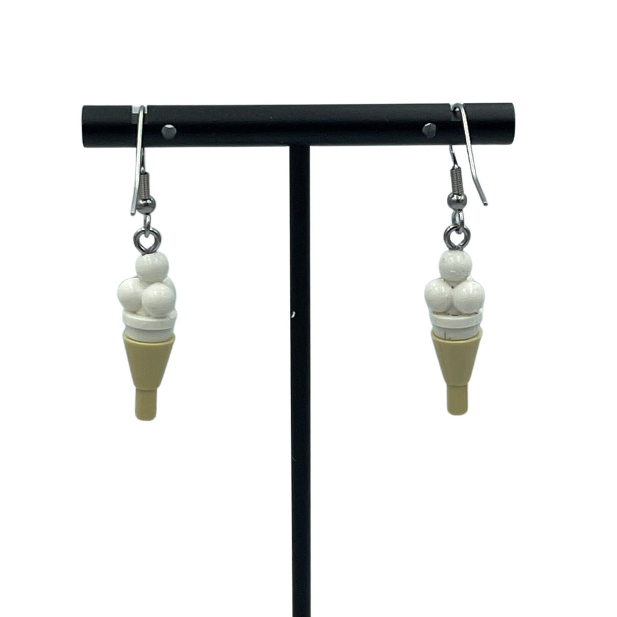 Triple Scoop White Ice cream Earrings made with upcycled LEGO®