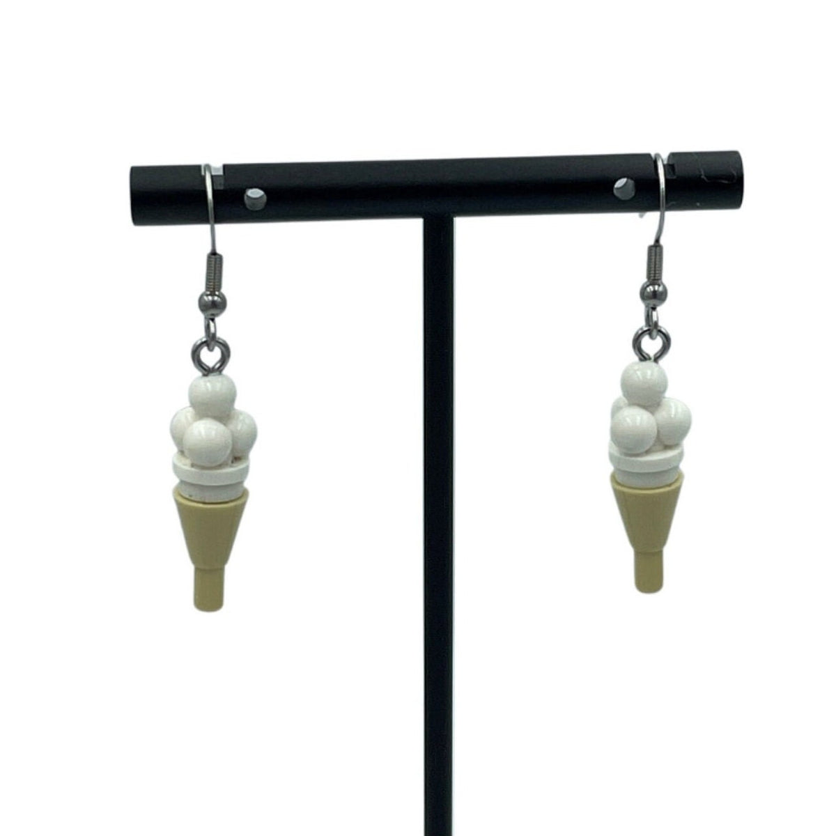 Triple Scoop White Ice cream Earrings made with upcycled LEGO®