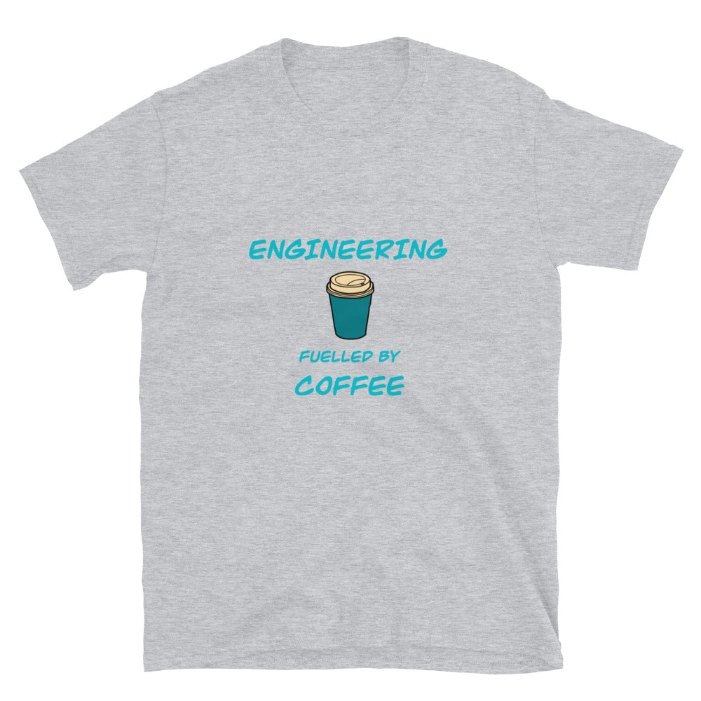 Engineering fuelled by Coffee T-shirt. Coffee Loving Engineer Gift Sport Grey