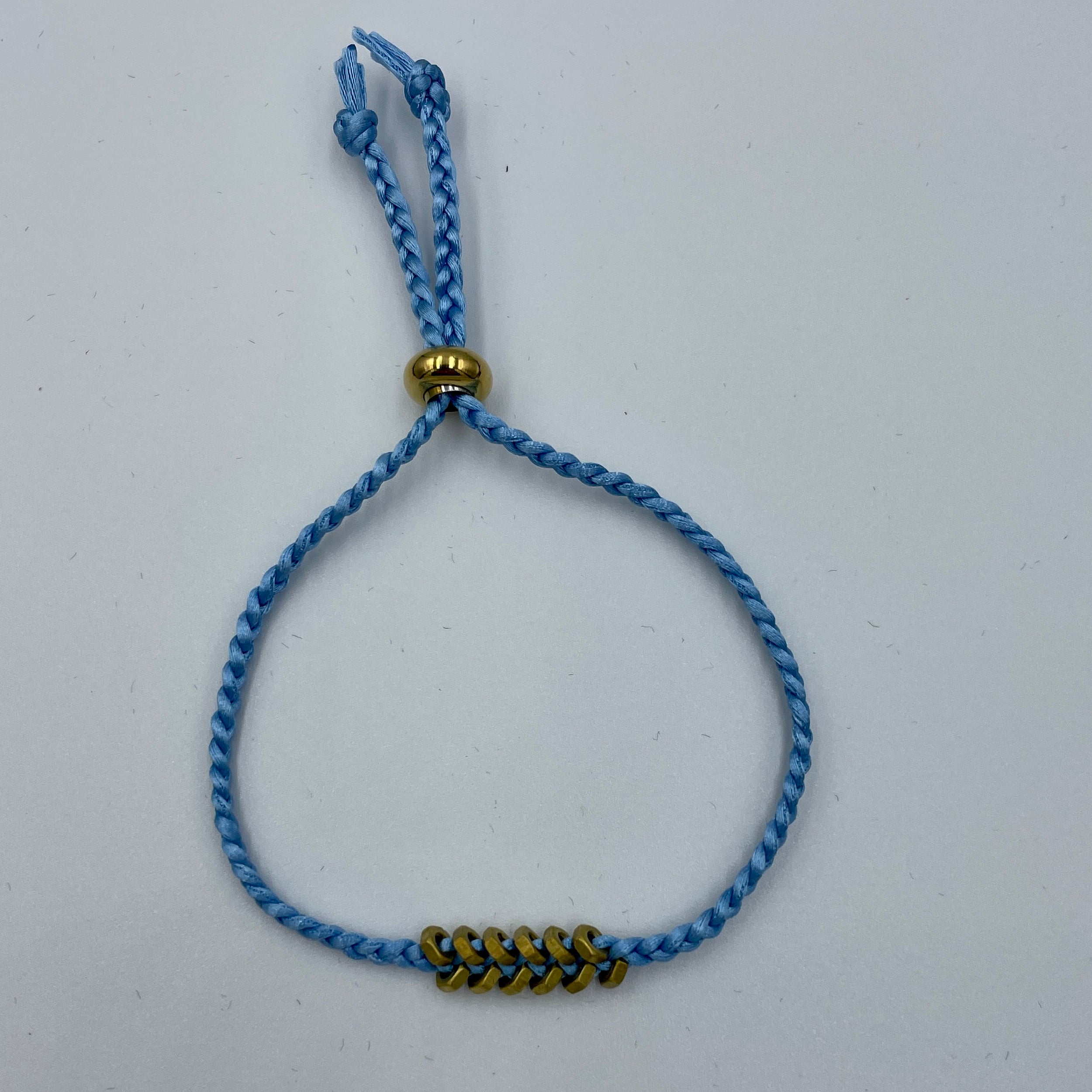 Brass Hex Nut Hardware Friendship Bracelet in a variety of Colours Cornflower Blue