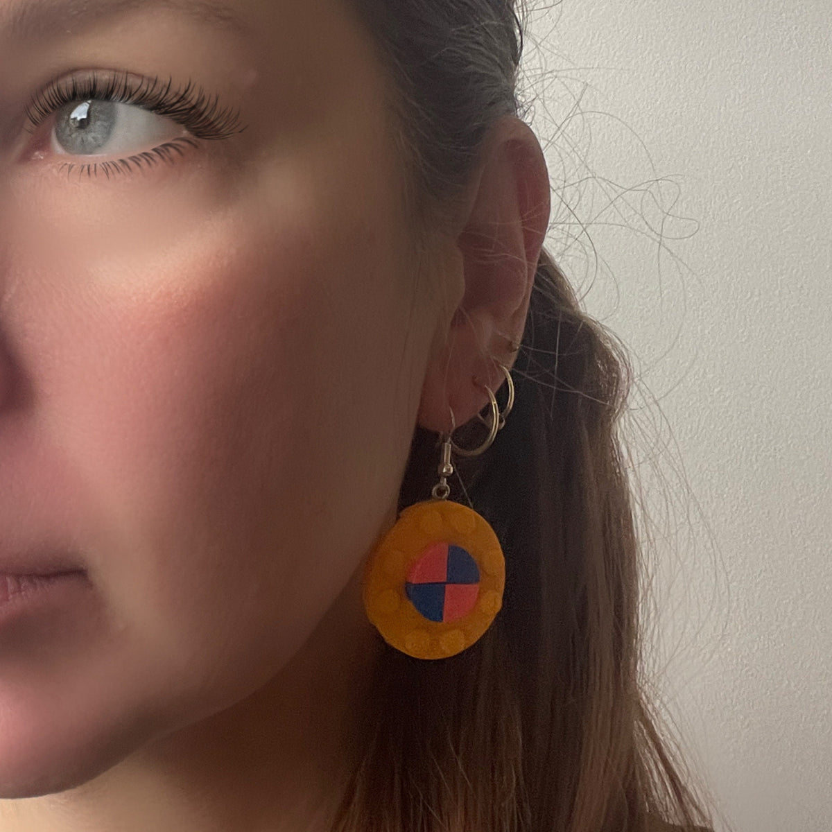 Round Geometric Earrings made with upcycled LEGO®