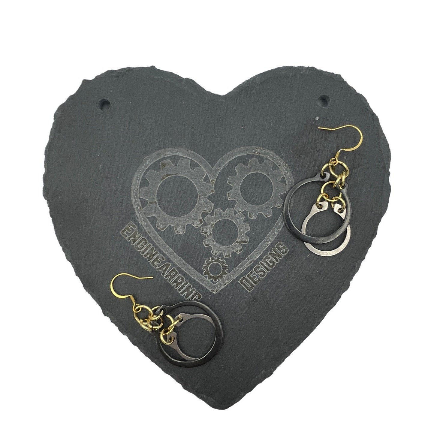 Black, Silver and Gold Hardware C-clip Dangle Steampunk Statement Earrings