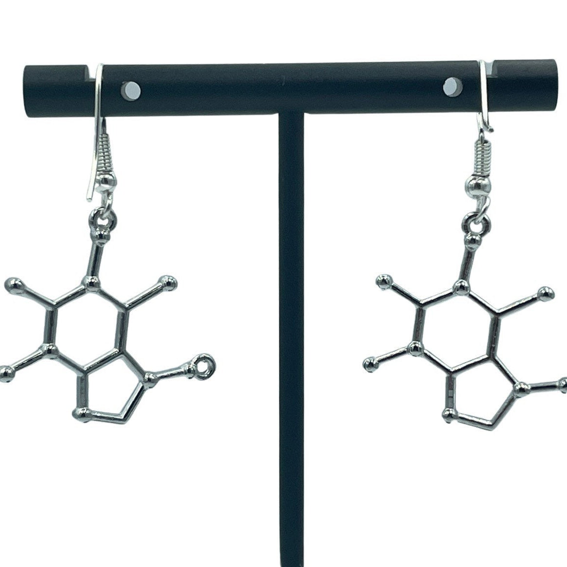 Caffeine Molecule Minimalist Geometric Earrings