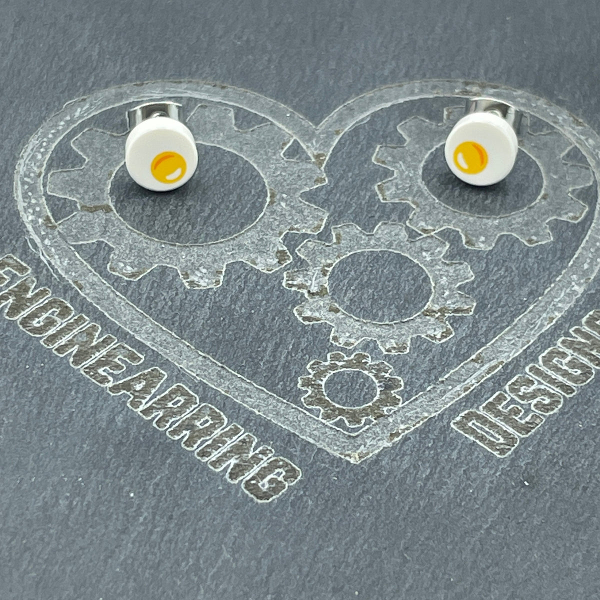 Fried Egg Stud Earrings made with upcycled LEGO®