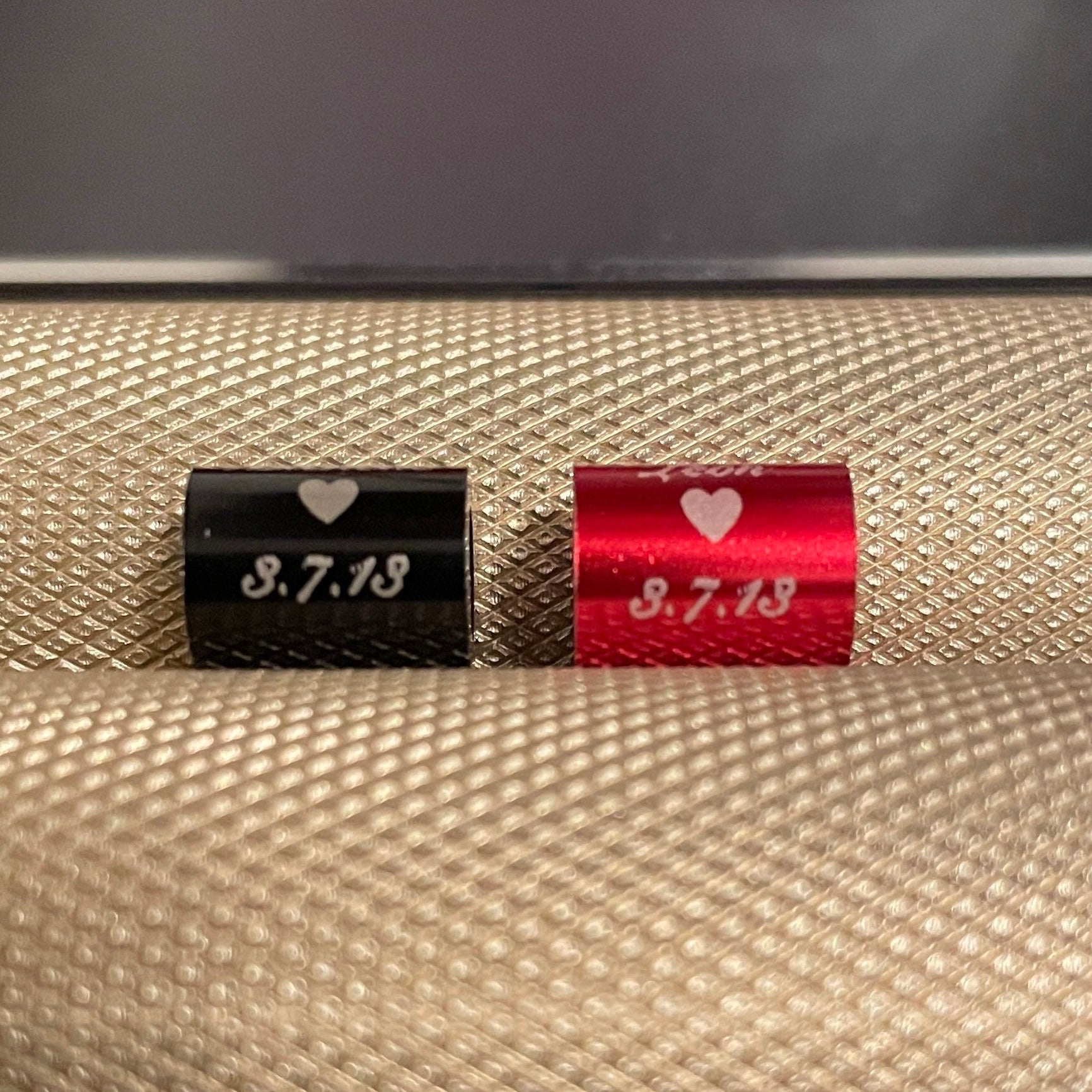 Personalised Couples Standoff Washer Necklace. Custom message on Hardware pendant