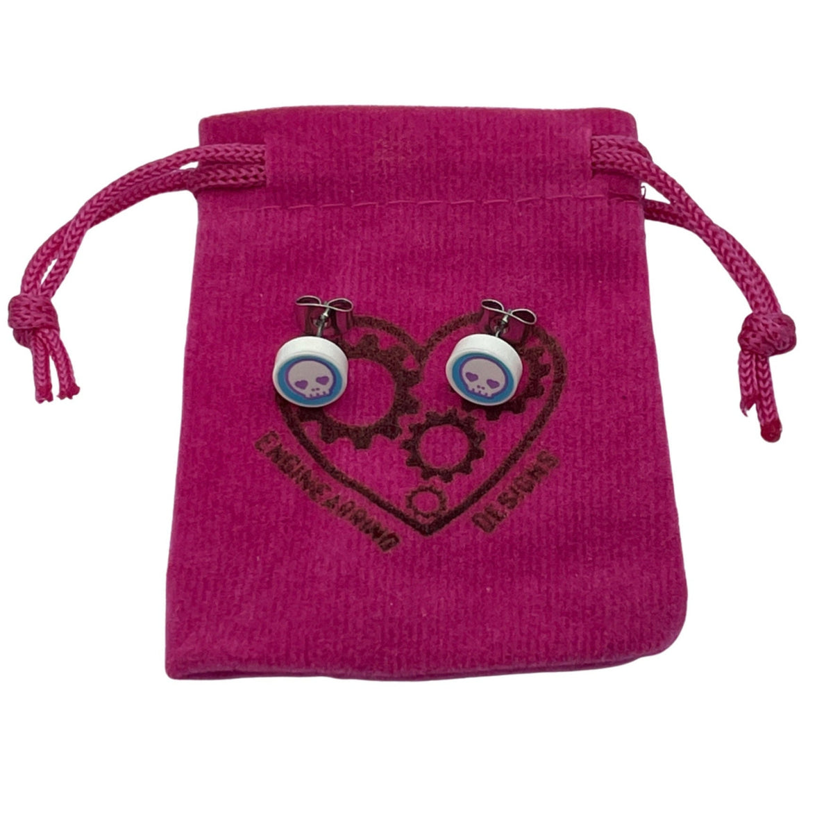 Heart Skull Stud Earrings made with upcycled LEGO®
