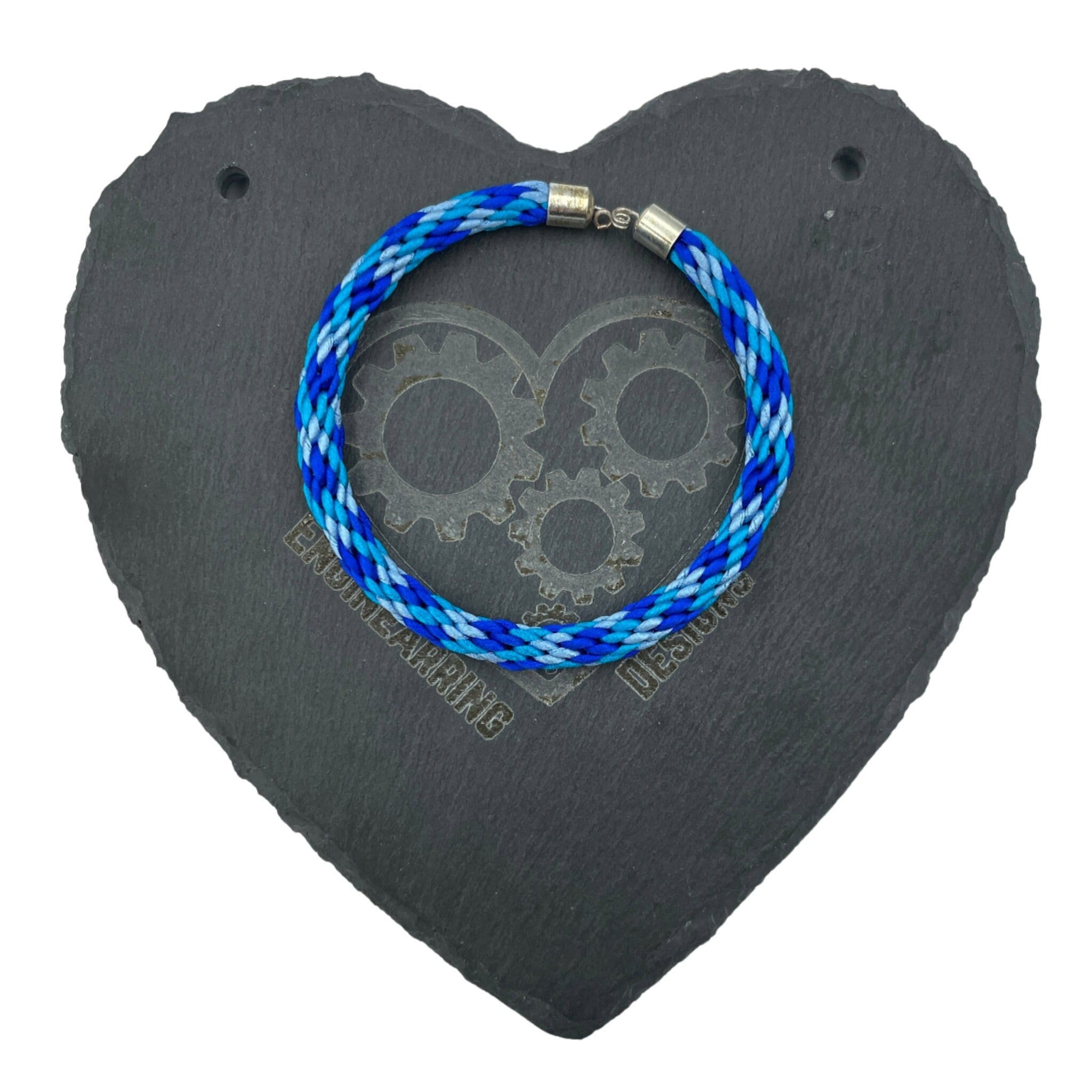 Handmade Kumihimo Blue 'Sea Waves' Silky Memory Bracelet