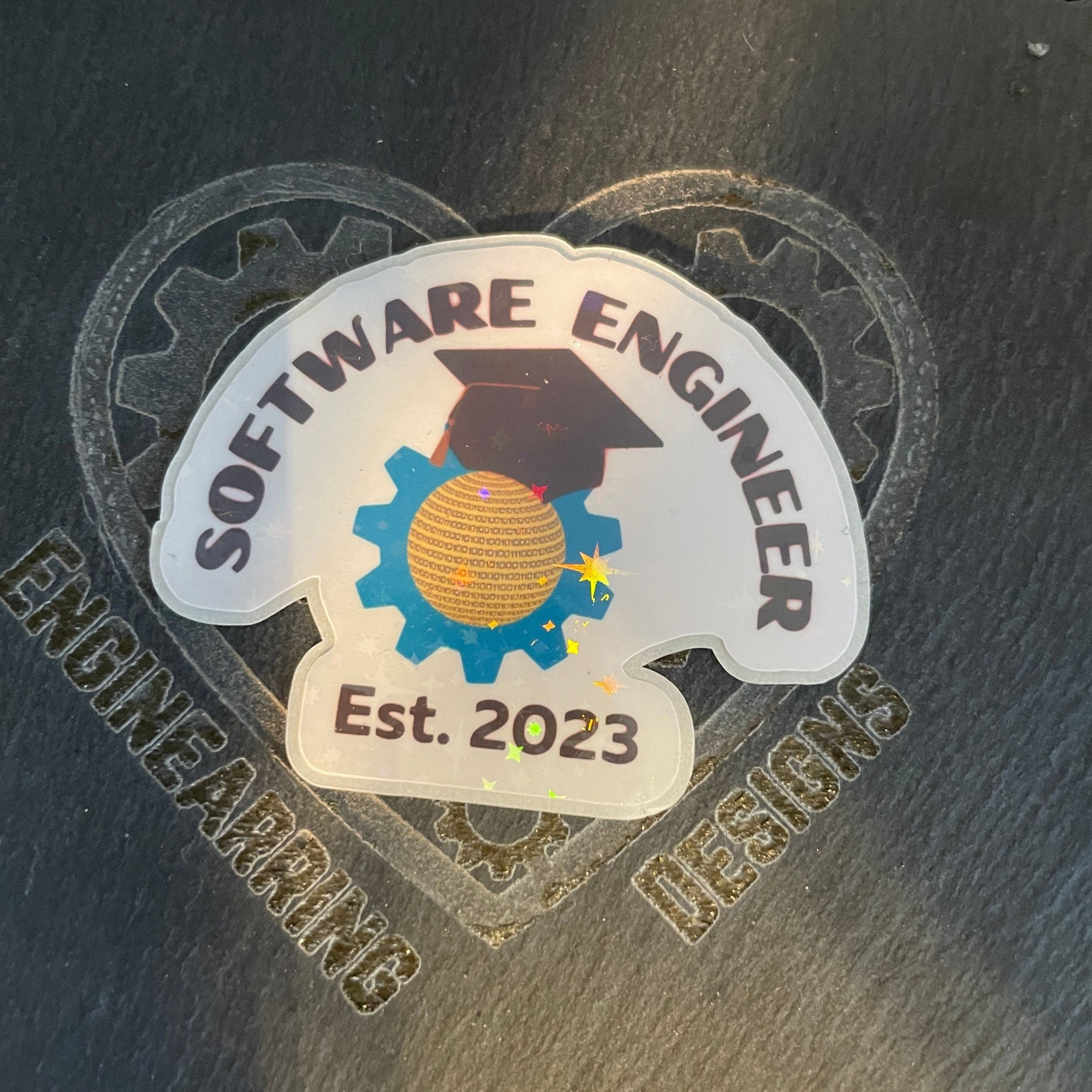Graduation Software Engineer Sticker. Funny Engineering Graduate decal