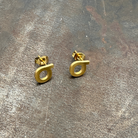 Sigma Stress Minimalist Geometric Gold tone Stud Earrings