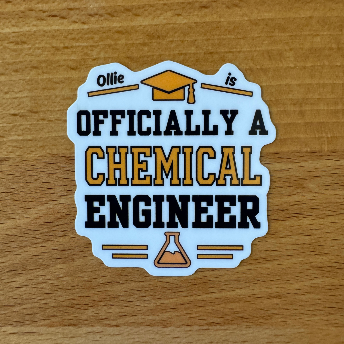 Personalised Officially a Chemical Engineer Graduation Sticker | Chemical Engineering Graduate Gift