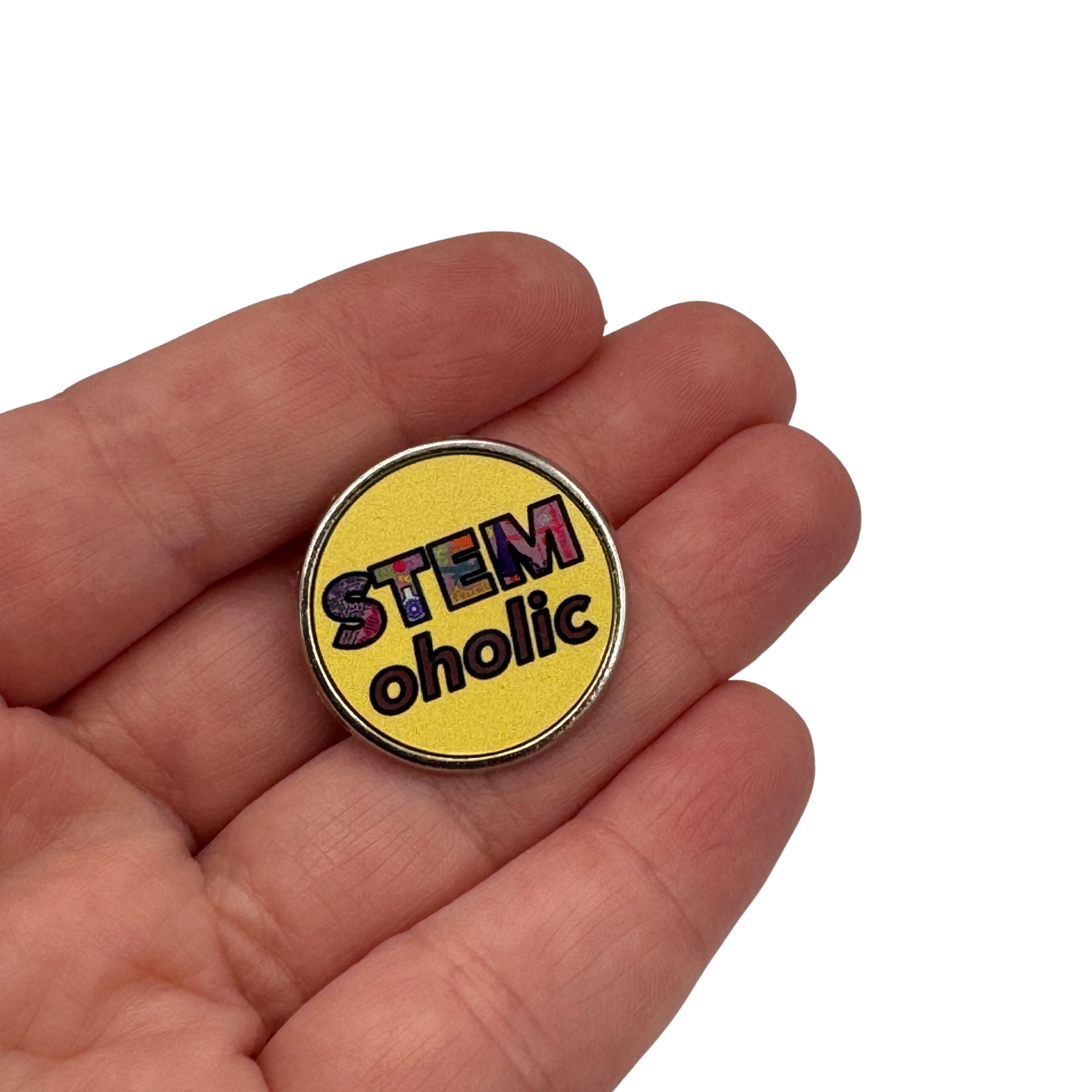 STEMoholic Pin. Science, Tech, Engineering, Maths Pin. STEM Inspiration Badges.