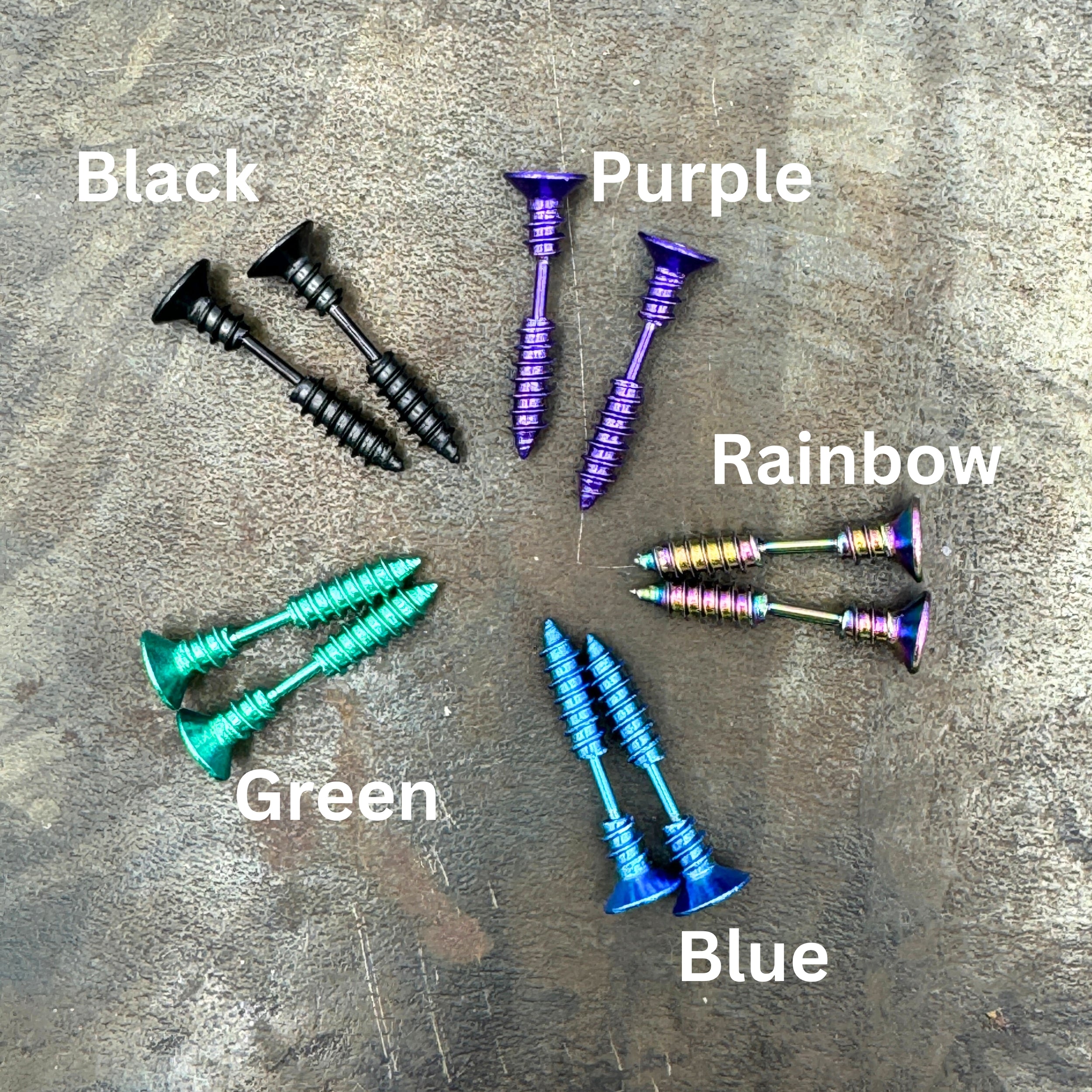 Colourful Novelty Screw Earrings. Great for Engineers, Builders and Avid DIYers