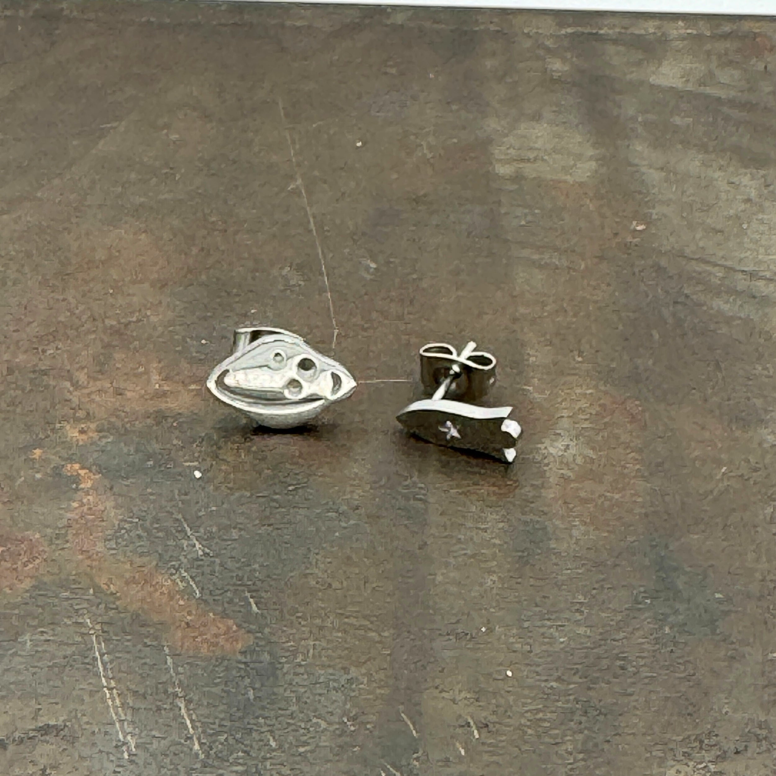 Rocket and Planet Stainless Steel Asymmetrical Stud Earrings