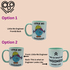 Personalised Woman Ms Engineer Mug with Colour Handle. Customise with Name and Design Engineering Gift