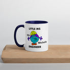 Personalised Woman Ms Engineer Mug with Colour Handle. Customise with Name and Design Engineering Gift Dark Blue