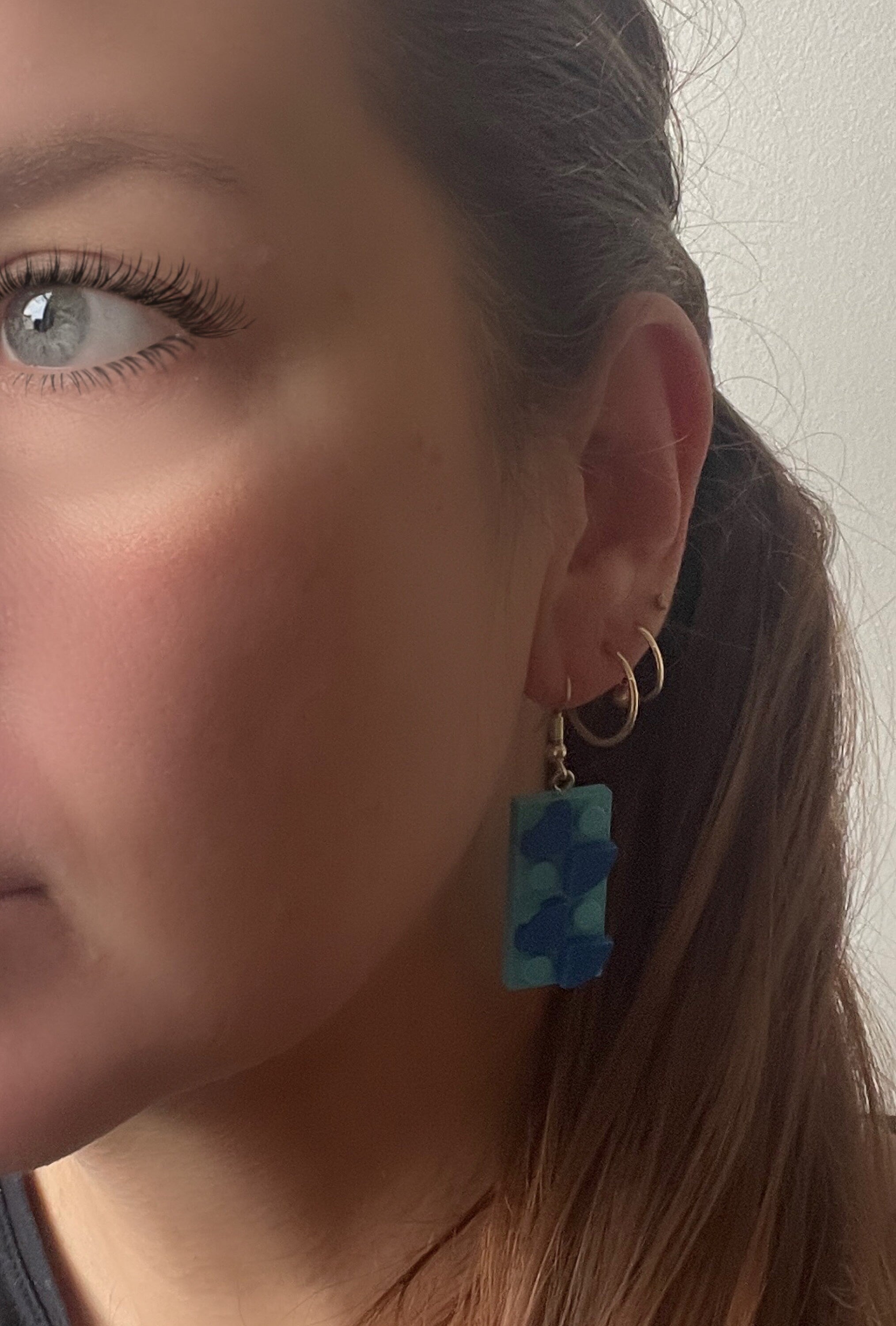 Upcycled Geometric Rectangle Earrings made with upcycled LEGO®