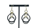 Black, Silver and Gold Hardware C-clip Dangle Steampunk Statement Earrings