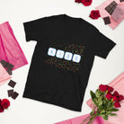 KISS Periodic Table Elements with mini hearts T-shirt. Geeky Valentine Gift. Black