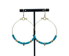 Stunning Gold Minimalist Statement Turquoise and Hex Nut Steampunk Earrings