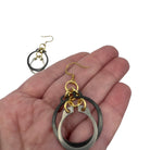 Black, Silver and Gold Hardware C-clip Dangle Steampunk Statement Earrings