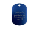 Personalised Blue Tag Pendant Necklace. Thoughtful military style jewellery for him