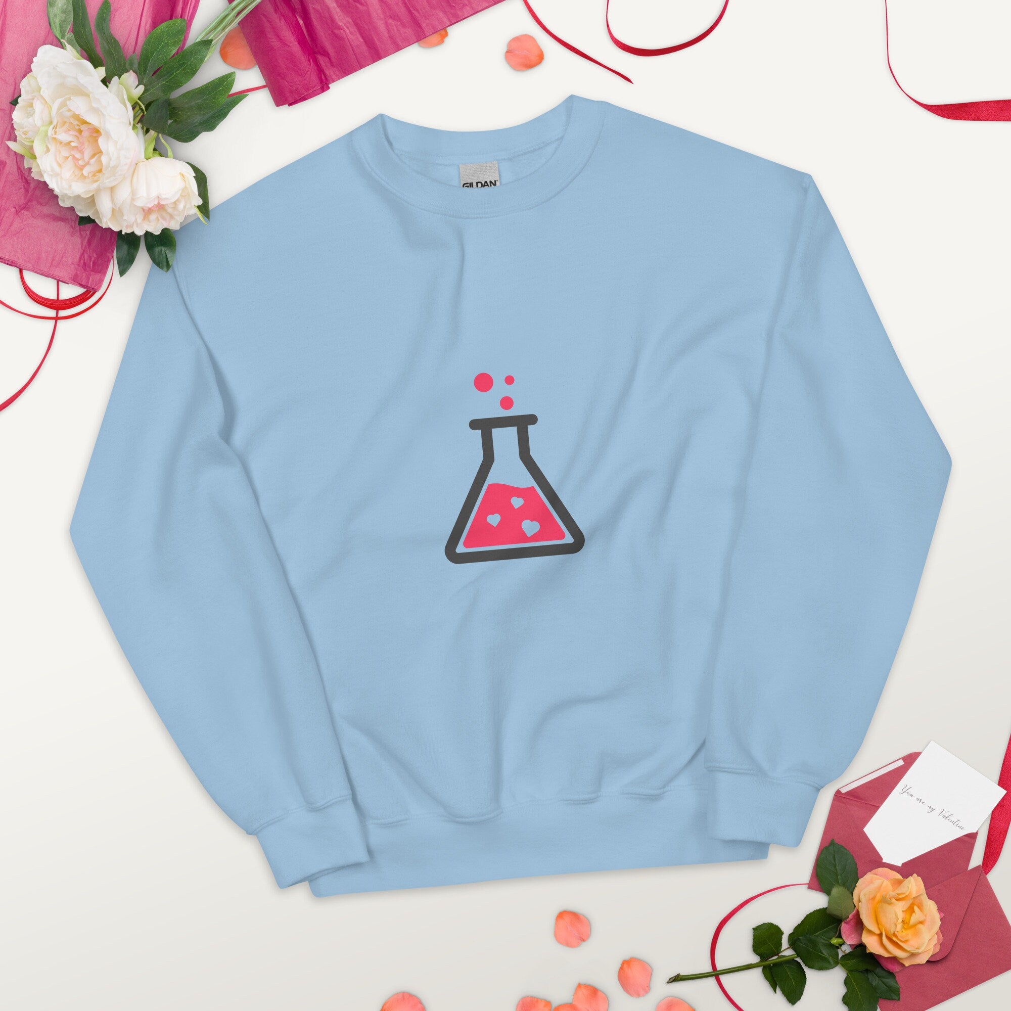 Love Potion Valentine Science Sweatshirt Light Blue