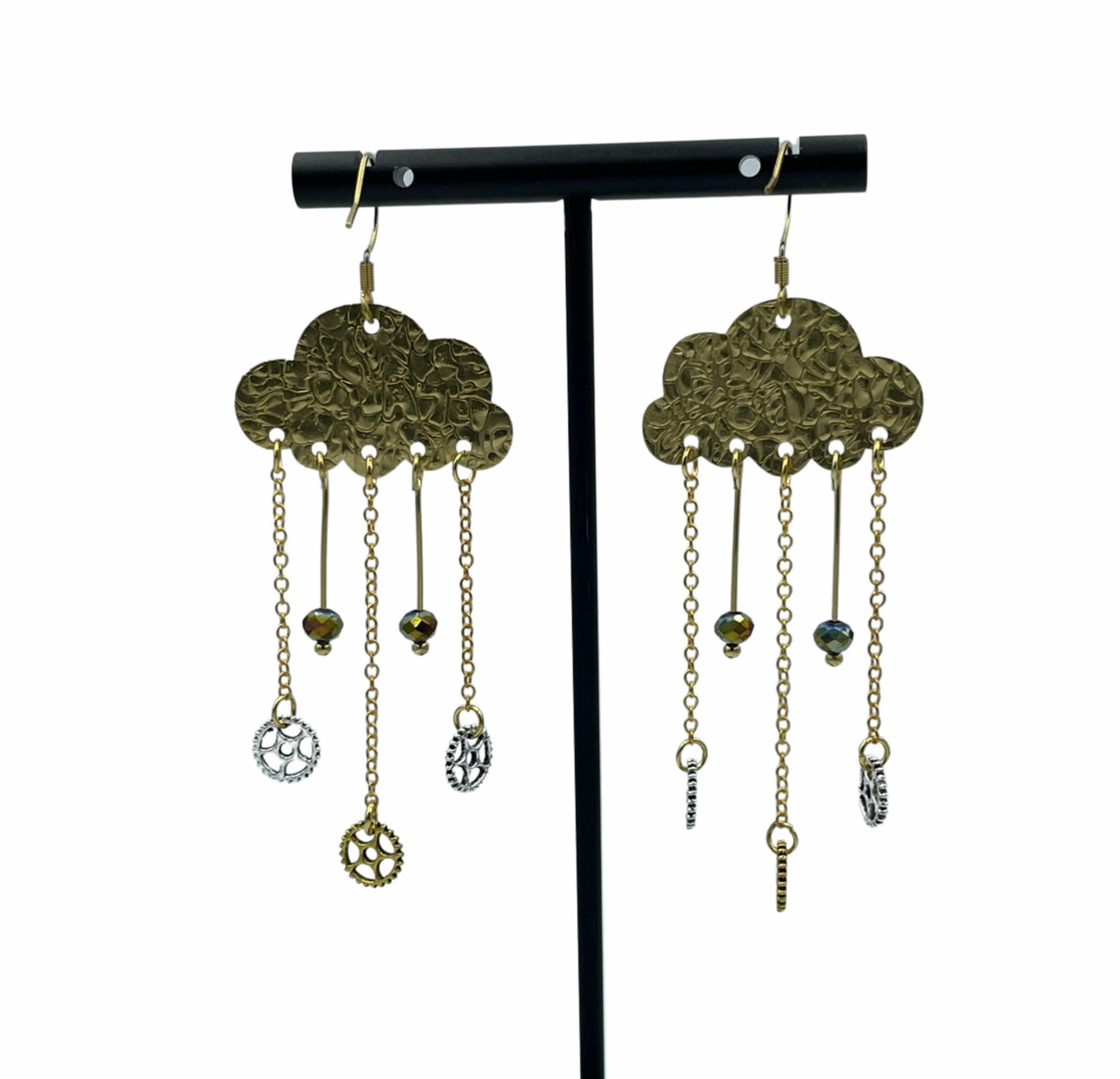 Handmade Cloud and Hardware Chandelier Statement Earrings