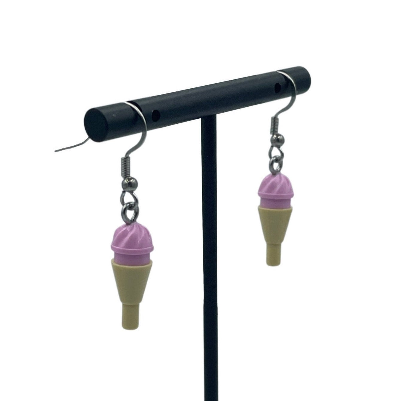 Kawaii Ice cream Swirl Earrings made with upcycled LEGO® Pink