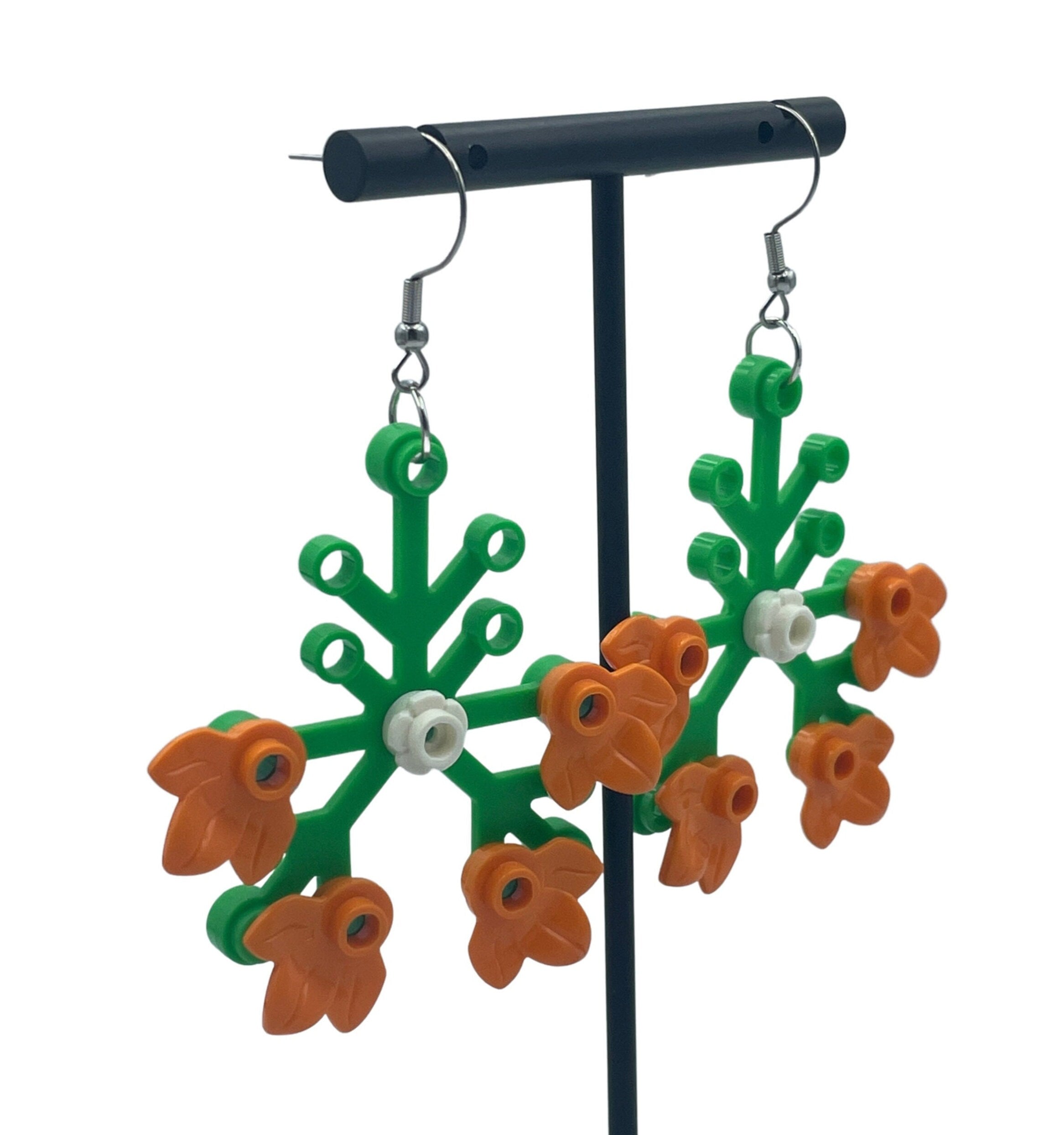 Floral Plant Earrings made with upcycled LEGO®