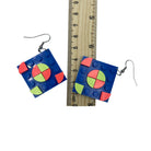 Blue Square Geometric Earrings made with upcycled LEGO®