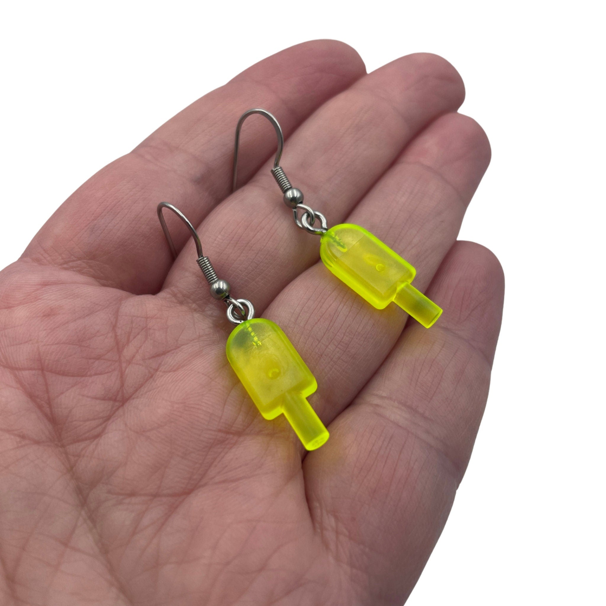 Yellow Ice Lolly Earrings made with upcycled LEGO®