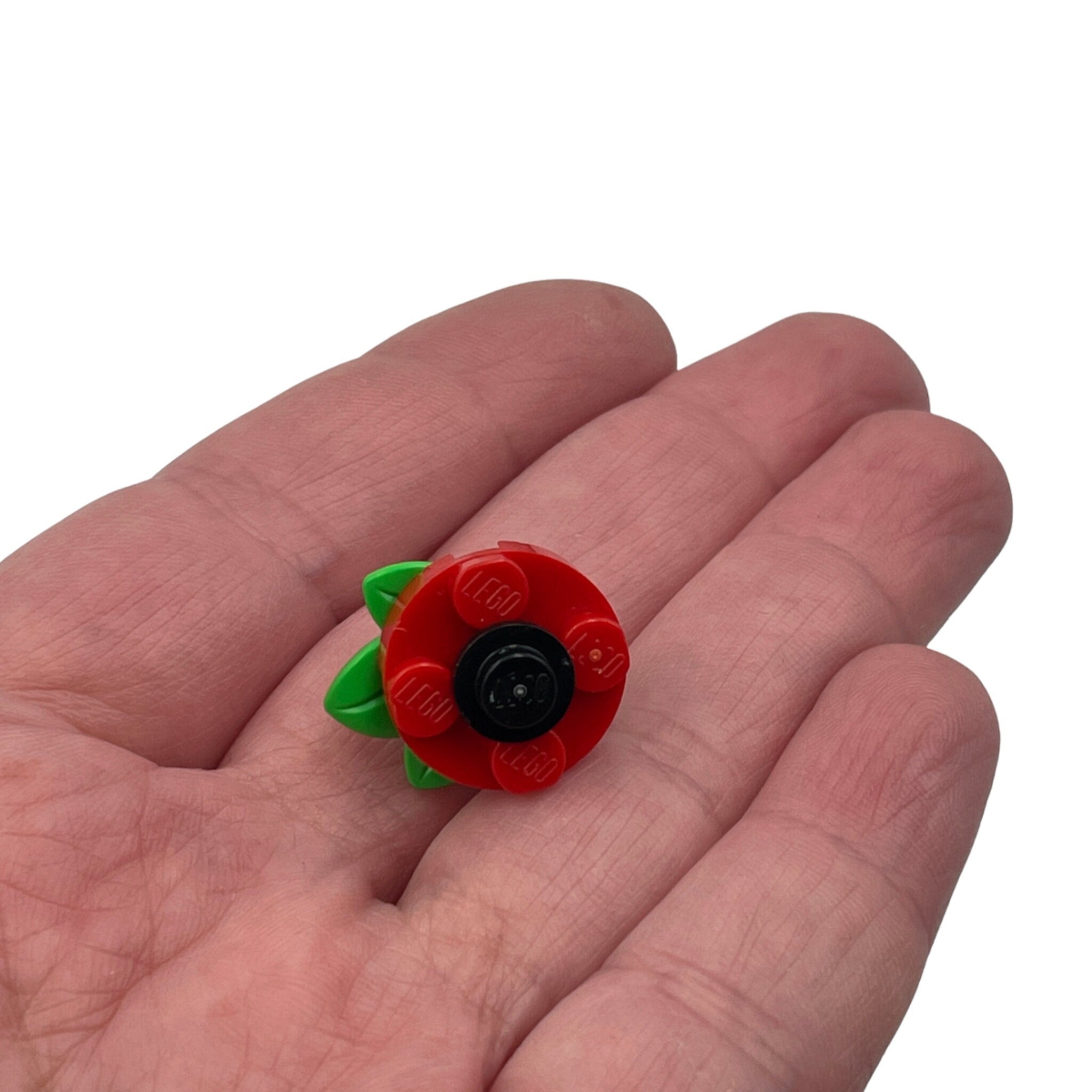 Remembrance Day Charity Poppy Pin Badge made with upcycled LEGO®