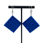 Blue Square Geometric Earrings made with upcycled LEGO®