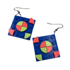 Blue Square Geometric Earrings made with upcycled LEGO®