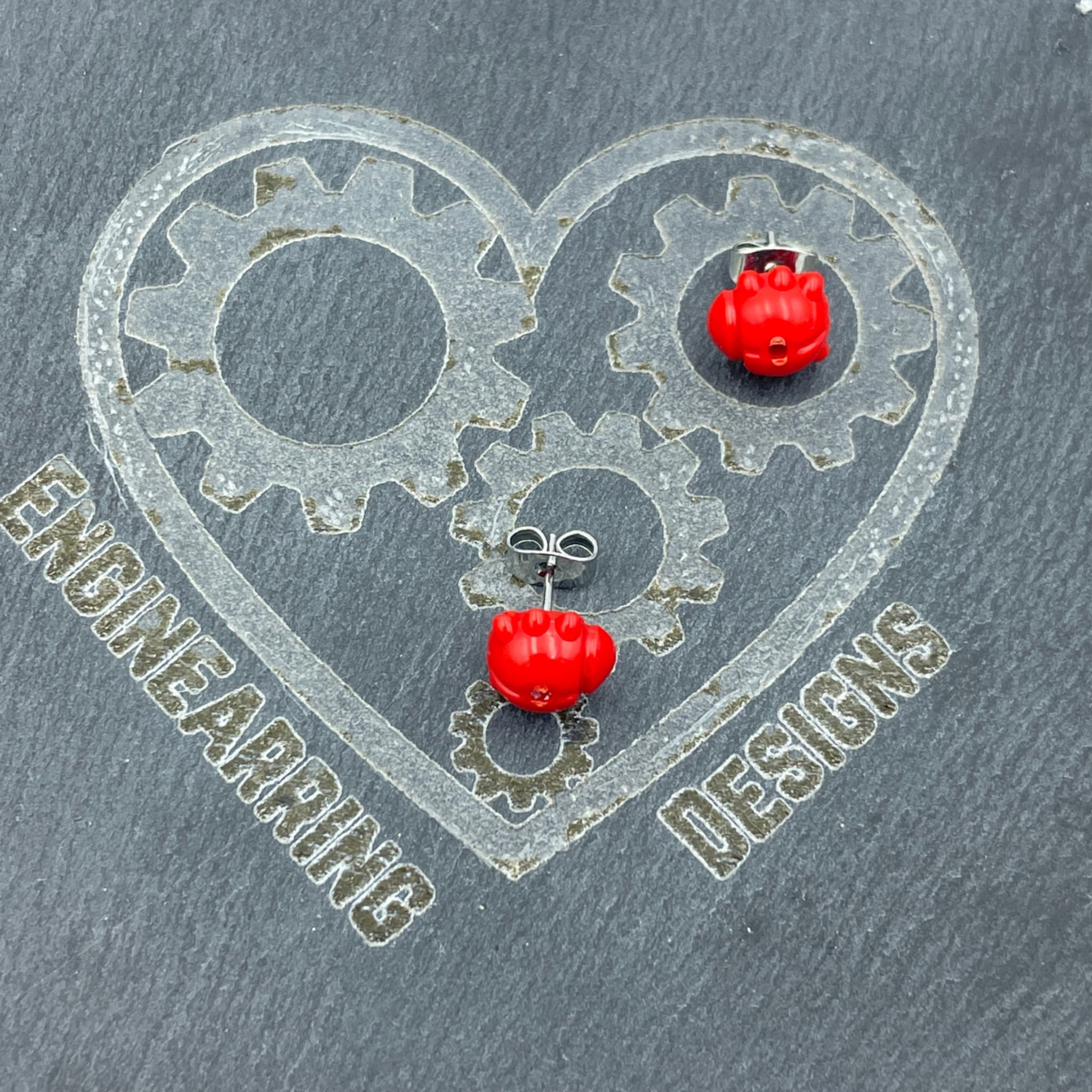 Cute Red Beetle Earrings made with upcycled LEGO®