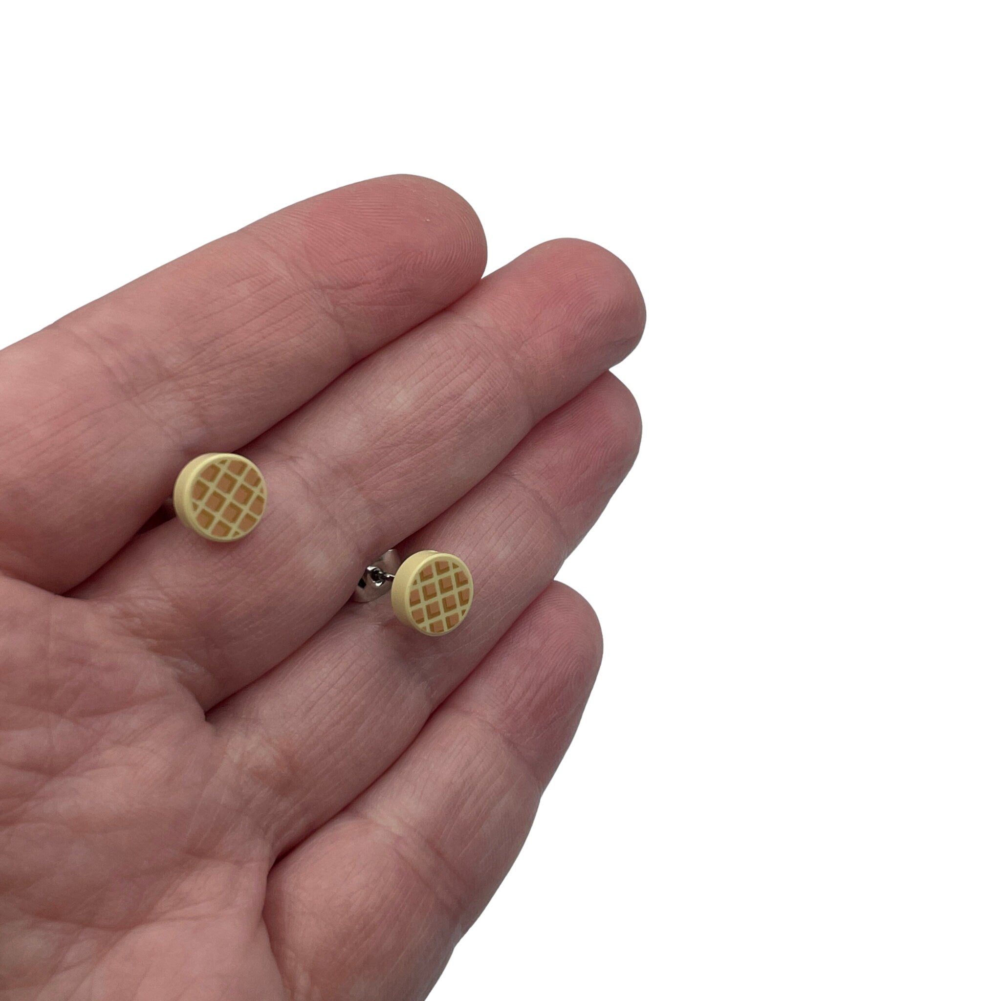 Waffle Stud Earrings made with upcycled LEGO®