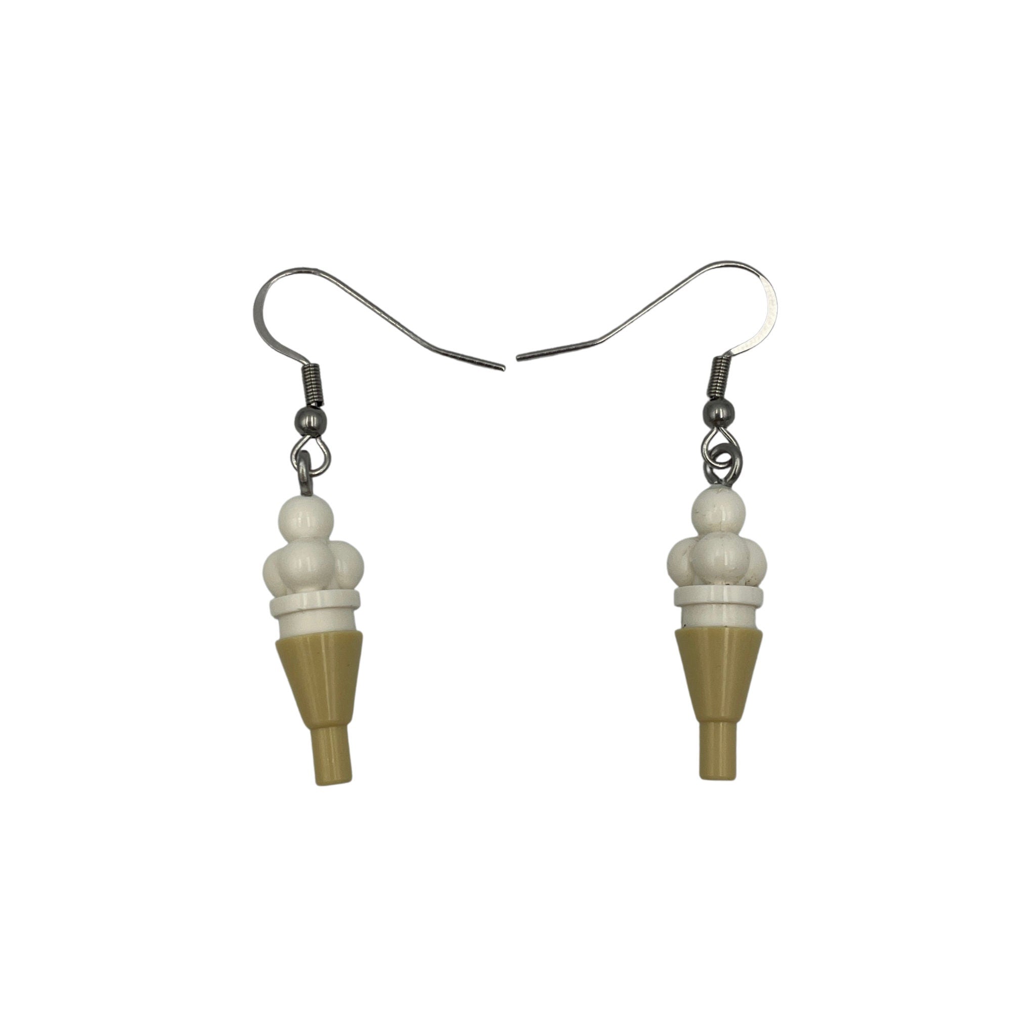 Triple Scoop White Ice cream Earrings made with upcycled LEGO®