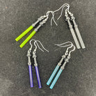 Translucent Lightsabre Earrings made with upcycled LEGO® in a variety of colours