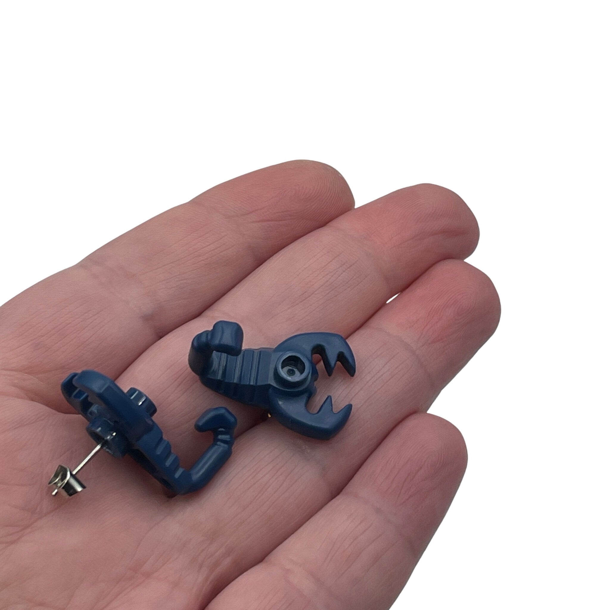 Blue Scorpion Earrings Made with upcycled LEGO®