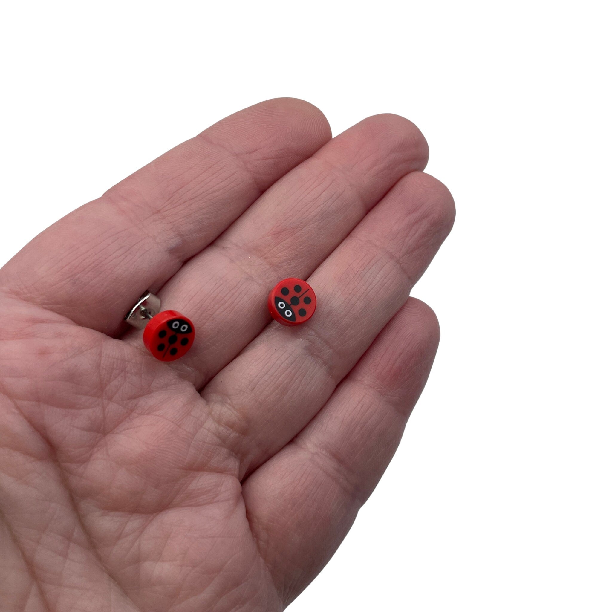 Ladybird Stud Earrings Made with upcycled LEGO®